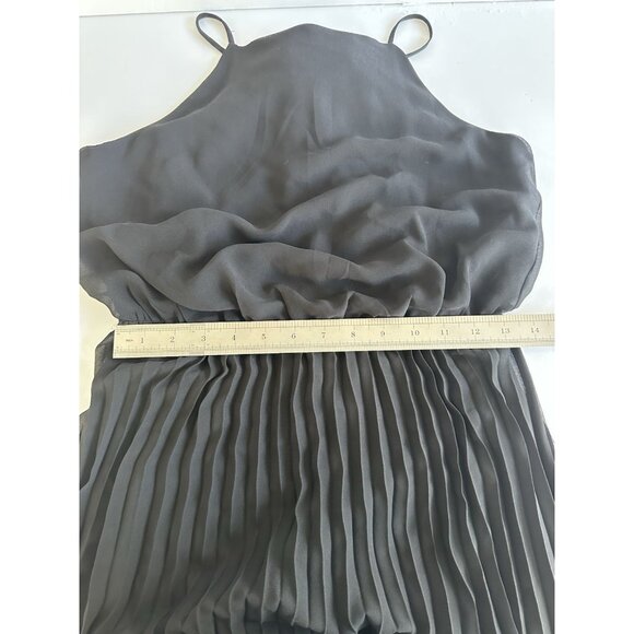 Sam Edelman Womens Midi Dress 4 Black Chiffon Pleated Going Out Goth Witchy READ - Picture 14 of 16